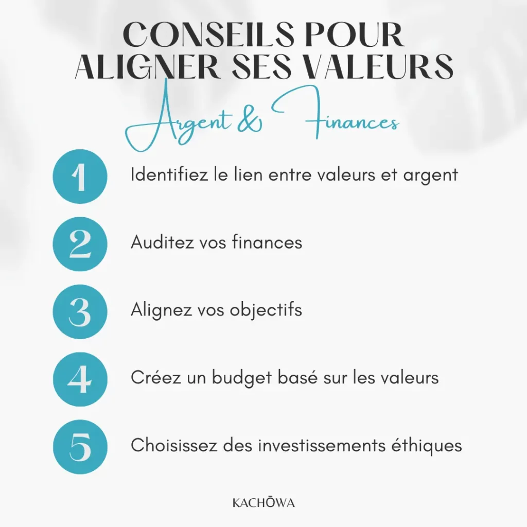 5 conseils pour aligner vos valeurs dans le domaine de vie Argent & Finances