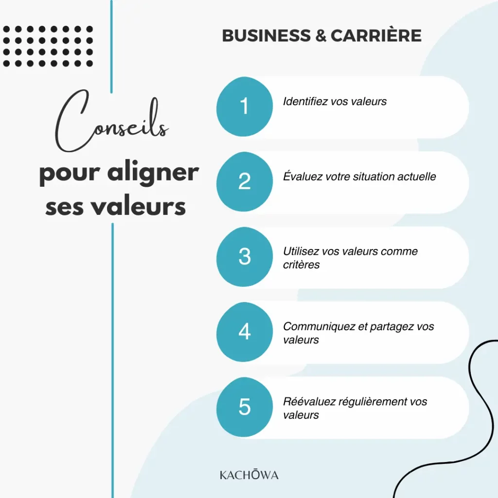 5 conseils pour aligner vos valeurs dans le domaine de vie Business & Carrière